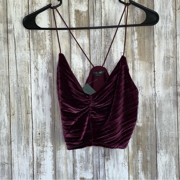 NWT Wild Fable Purple Velvet Crop - Picture 2 of 5